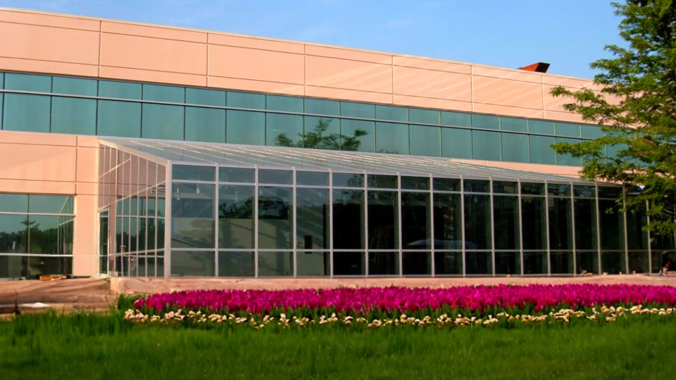 commercial solarium Glazed structure at Teva Pharmaceuticals