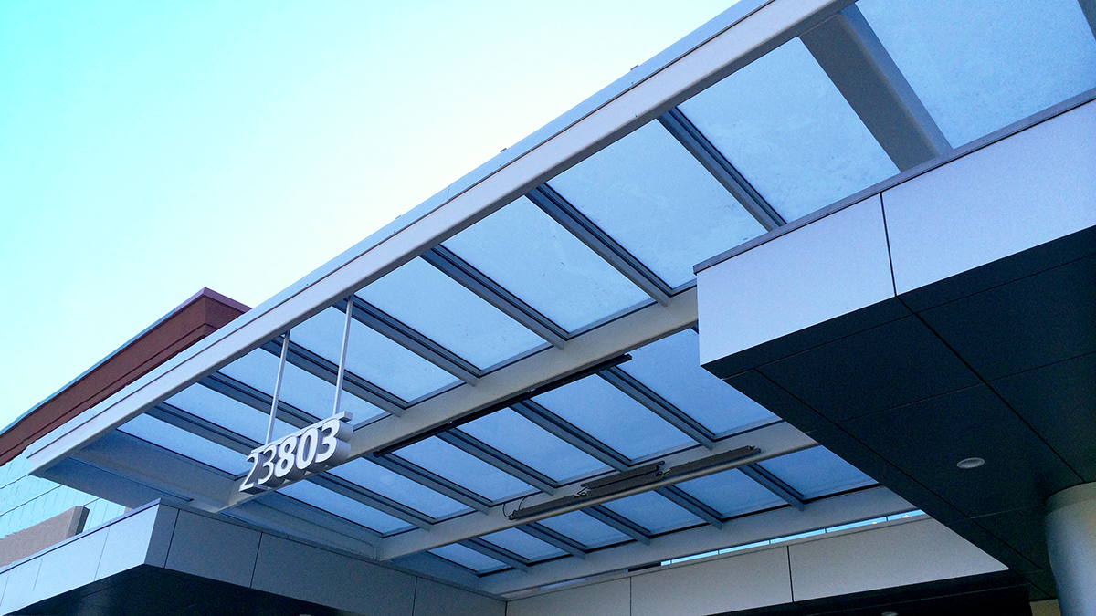 Glazed entrance canopy