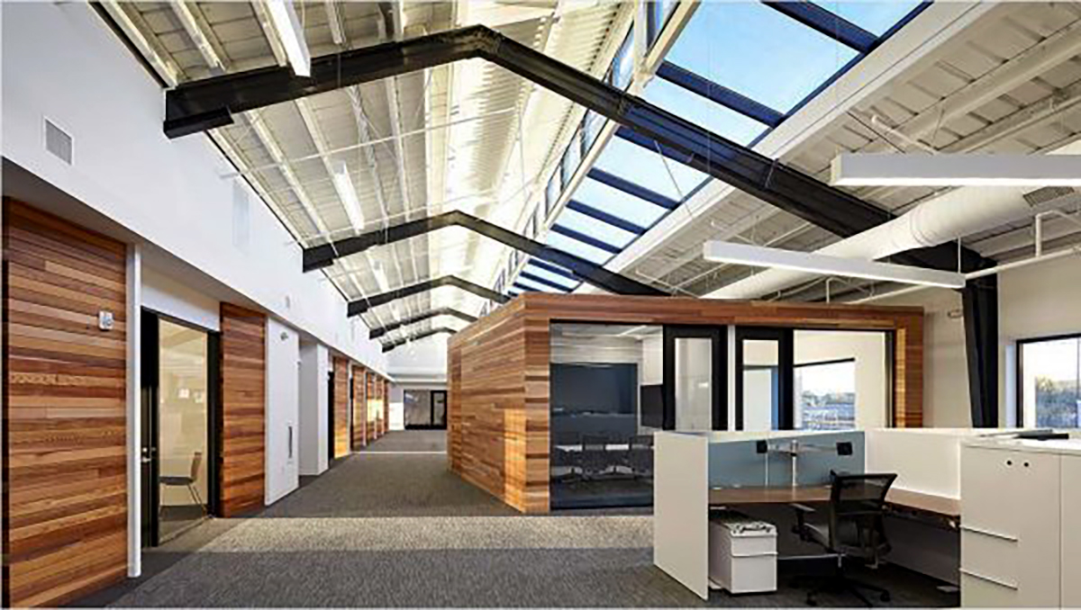 upcycled warehouse Commercial skylights at investment management group