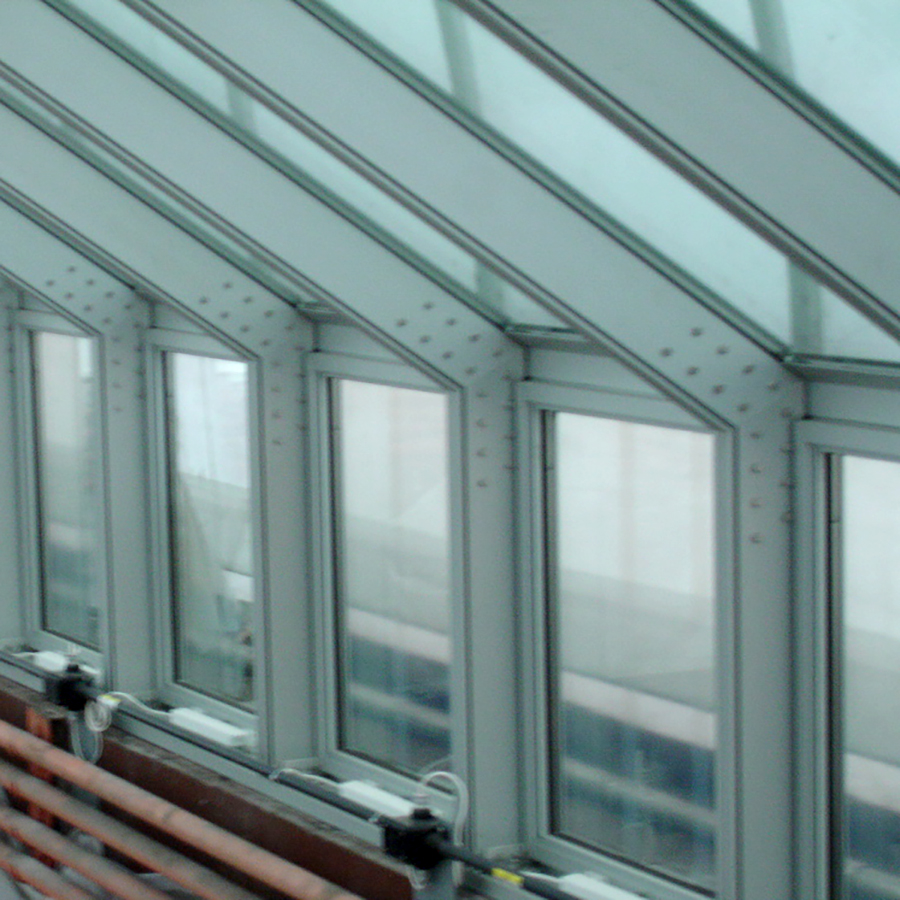 Water plant skylights. verticals on skylights