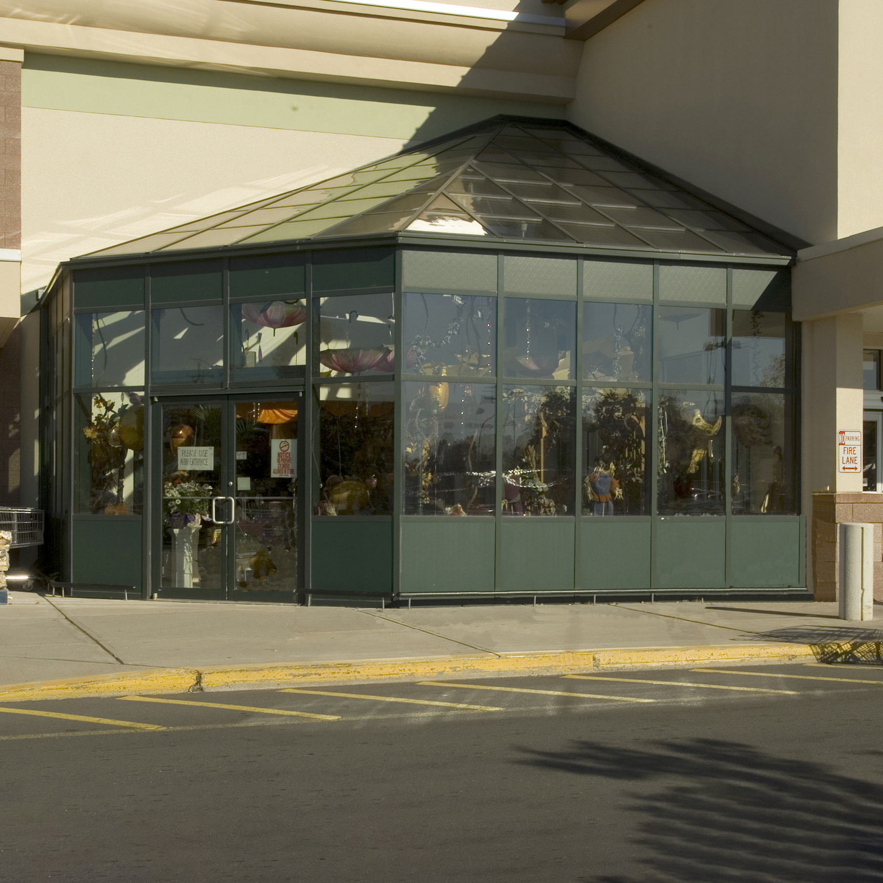 Glass lean-to structure at Bristol Stop & Shop