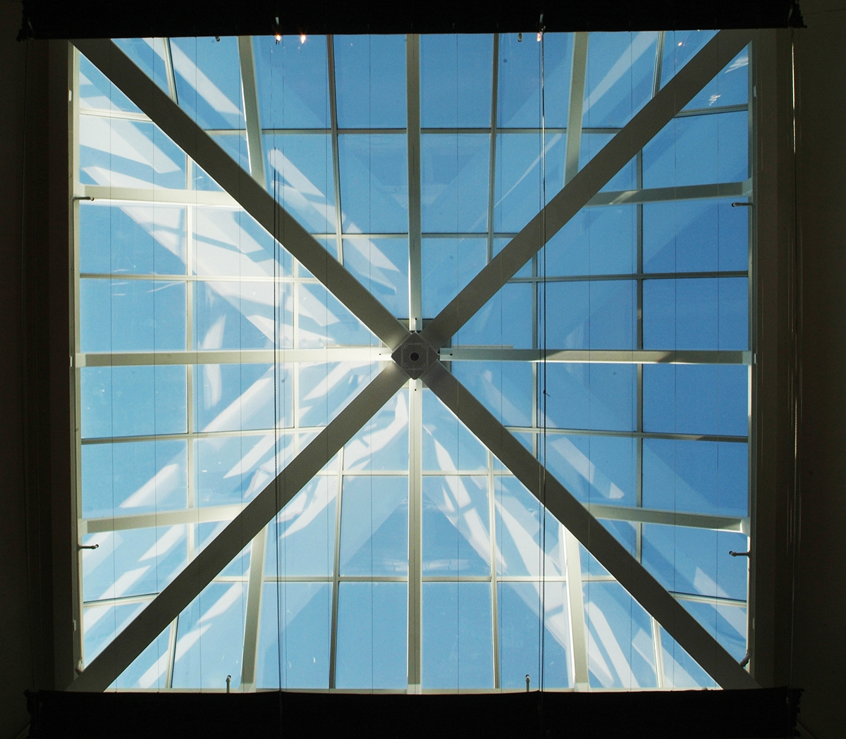 church skylight Looking up through a pyramid skylight